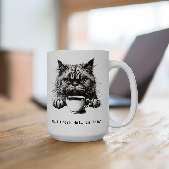What Fresh Hell Cat Tasse: Ausgefallene Kaffeetasse, Geschenk für Katzen Liebhaber