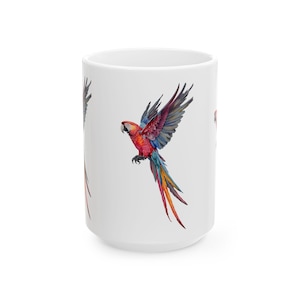 Vibrant Parrot Ceramic Coffee Mug: Tropical Bird Lover Gift