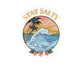 Stay Salty Kiss-Cut Stickers: Ocean Vibe, Beach Decor