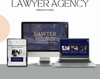 Modern Blue & Gold Law Firm Website Template – Geometric Design, Editable in Canva