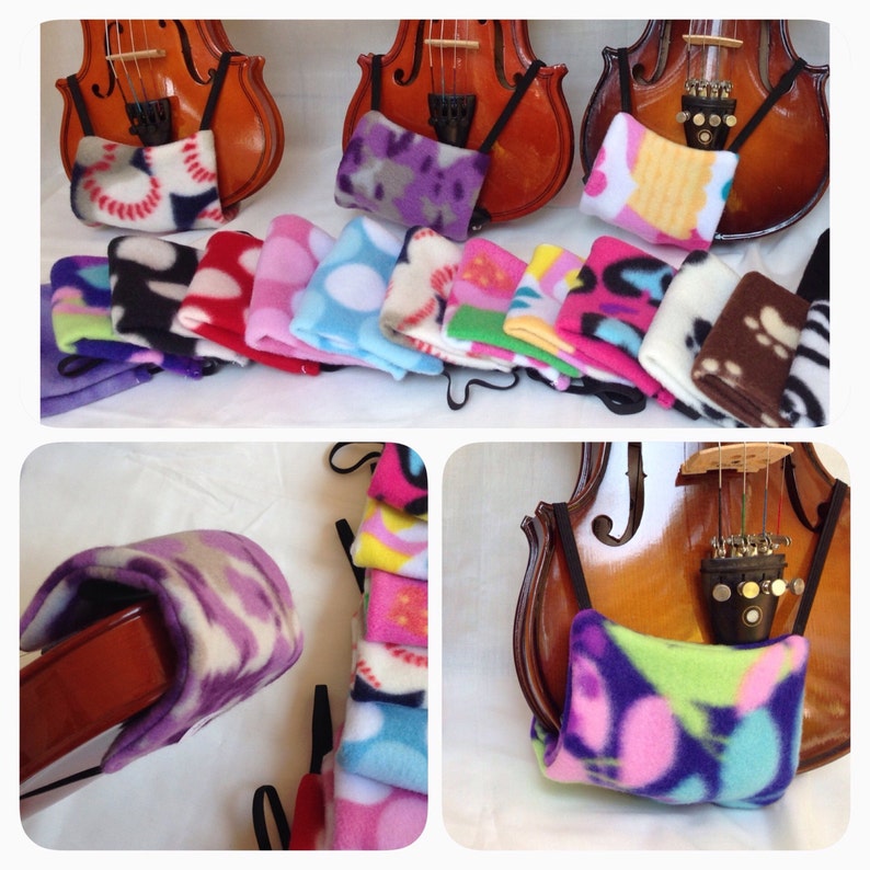 Puede incluir: Una variedad de cubiertas de apoyo para el ment&oacute;n del viol&iacute;n de felpa de colores. Las cubiertas est&aacute;n hechas de felpa suave y c&oacute;moda y est&aacute;n disponibles en una variedad de colores y patrones. Las cubiertas est&aacute;n dise&ntilde;adas para proteger el viol&iacute;n de los ara&ntilde;azos y para proporcionar una experiencia de juego m&aacute;s c&oacute;moda.