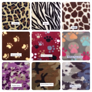 Puede incluir: Nueve muestras de tela con diferentes patrones, incluyendo estampado de leopardo, rayas de cebra, estampado de jirafa, huellas de patas y camuflaje. Las muestras est&aacute;n dispuestas en una cuadr&iacute;cula de 3x3.