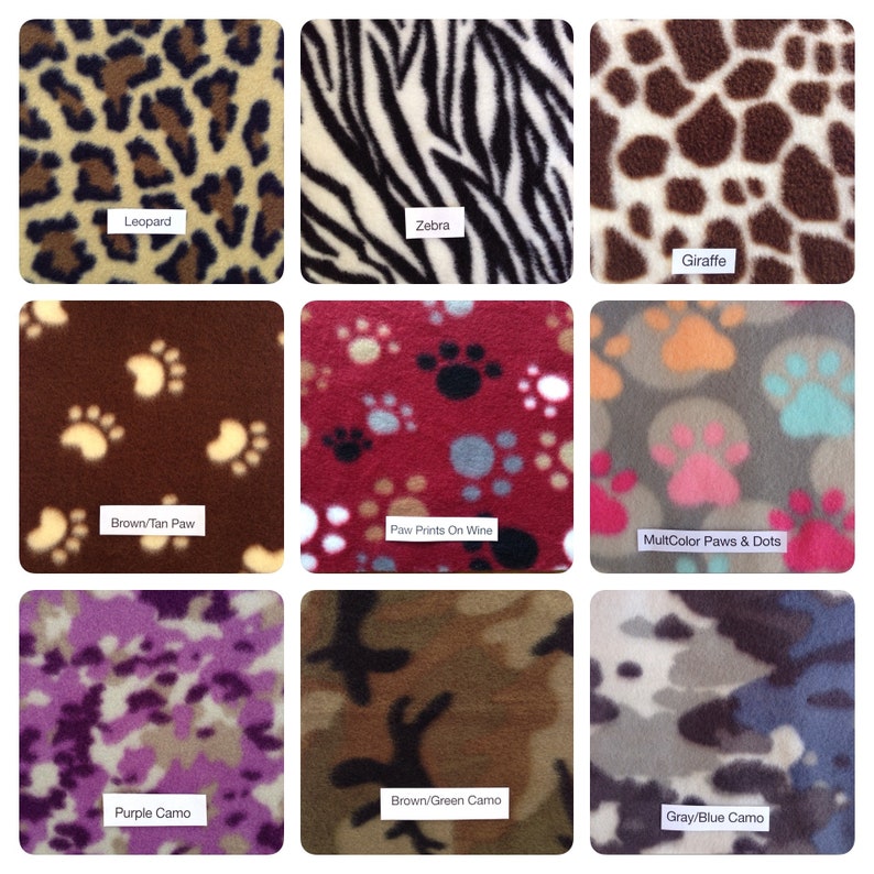 Puede incluir: Nueve muestras de tela con diferentes patrones, incluyendo estampado de leopardo, rayas de cebra, estampado de jirafa, huellas de patas y camuflaje. Las muestras est&aacute;n dispuestas en una cuadr&iacute;cula de 3x3.