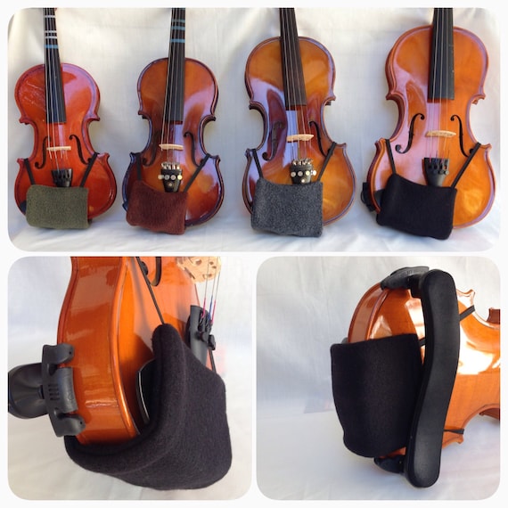 1/32, 1/16, 1/10, 1/8, 1/4, 1/2, 3/4, 4/4 Violin Size or 12, 13, 14, 15, 16 viola size Comfortable Chin Rest Padding and Metal Clamp Cover