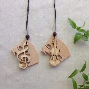 Size 4/4 Wood Violin Bridge Ornaments -small violin and Treble Clef Note, 1pc or set