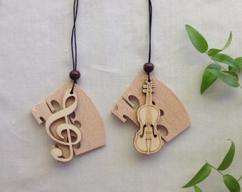 Adornos para puente de violín de madera tamaño 4/4 (violín pequeño y nota de clave de sol, 1 pieza o juego)