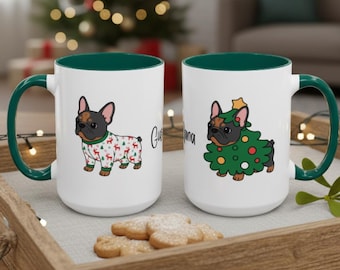 Personalized Frenchie Christmas Mug, Custom Dog Owner Cup
