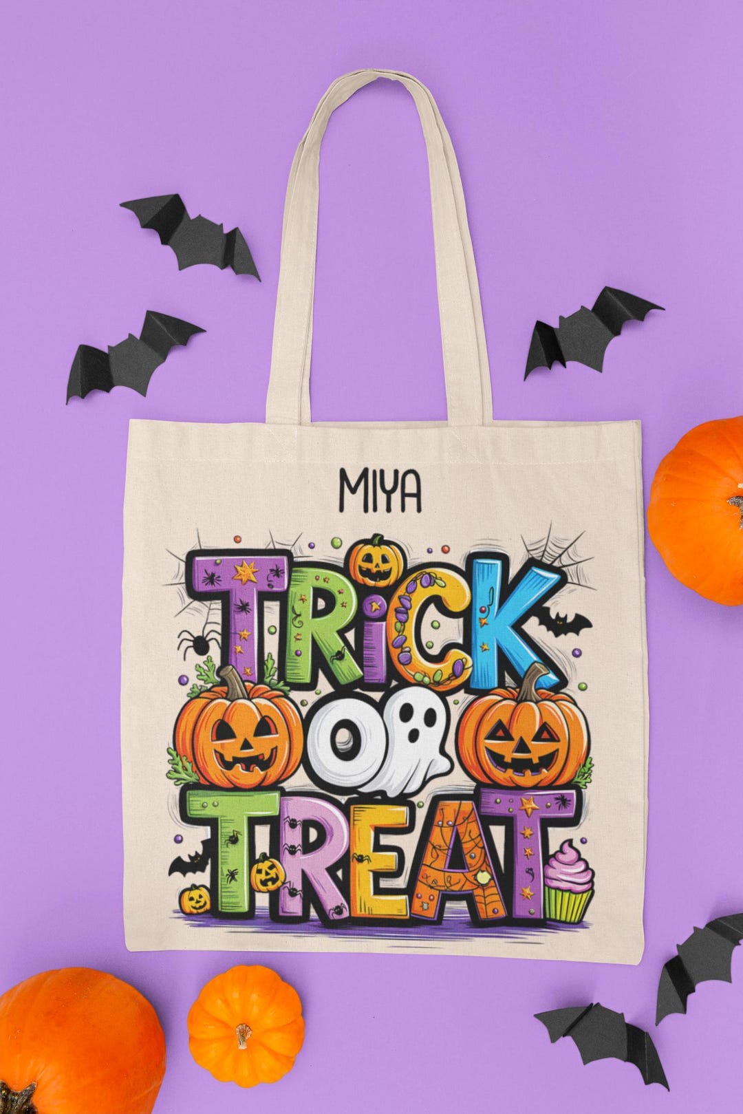 Personalized Halloween Trick or Treat Tote Bag: Custom Kids Candy Bag ...
