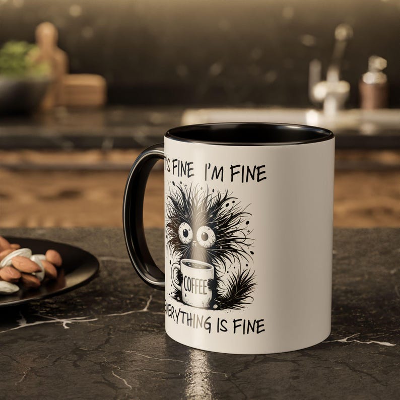Funny Coffee Mug: It's Fine I'm Fine, Colorful Ceramic, 11oz/15oz 画像 3