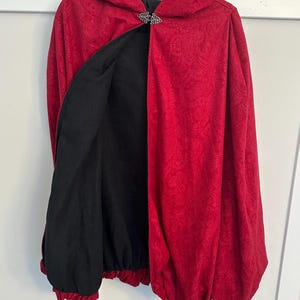 Handmade Red Hooded Halloween Cape with Ornate Clasp