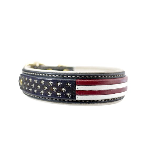 American Flag Dog Collar with Padding 4th of July dog collar Etsy