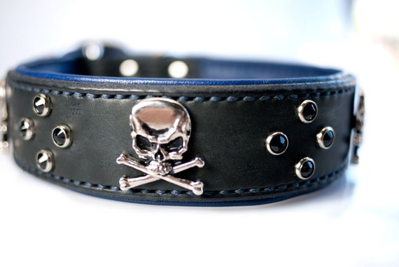 leather skull dog collar
