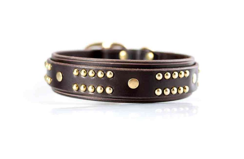 Handmade Leather and Brass Dog Collar Thick Leather Dog Etsy