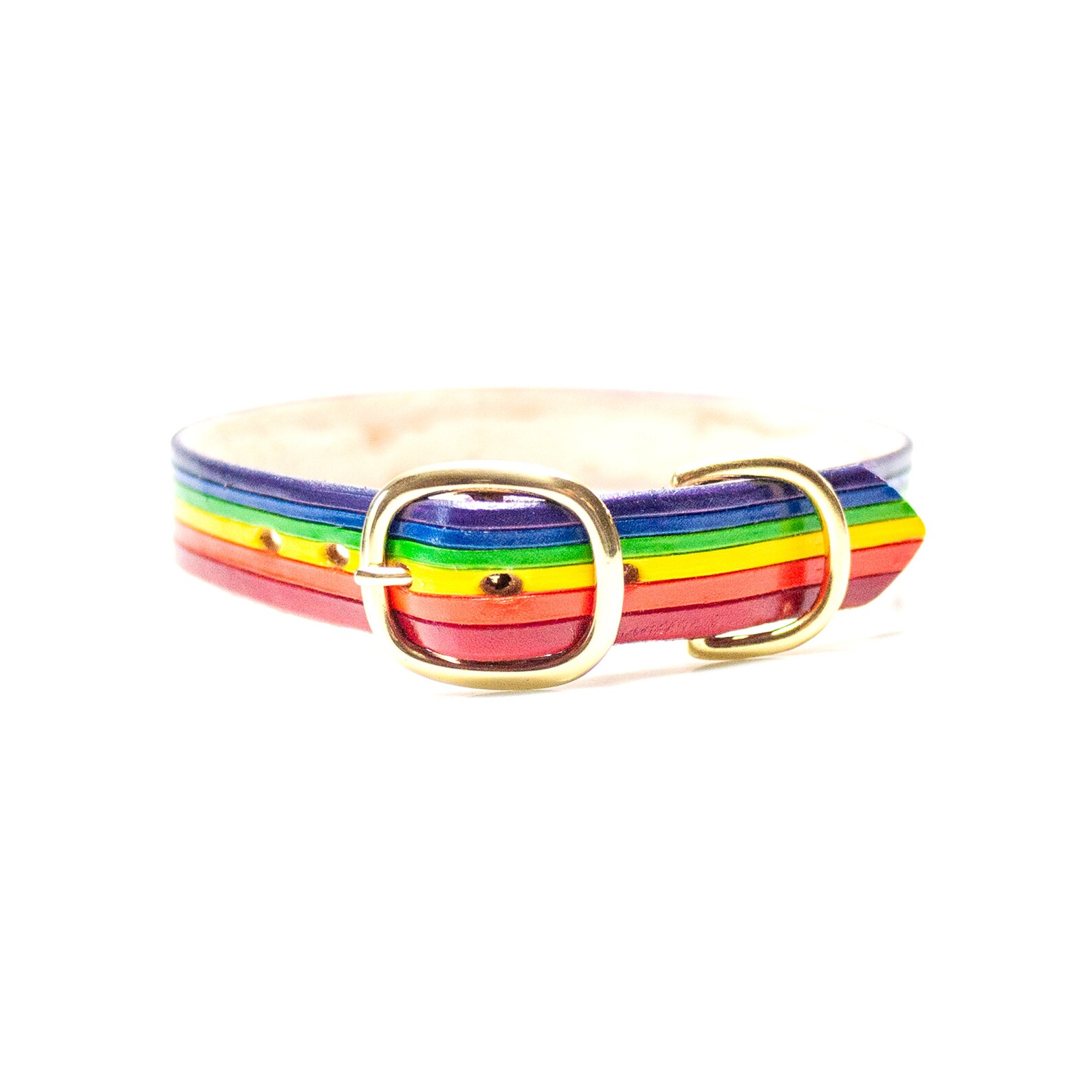 Rainbow Leather Dog Collar 1 Inch Wide Brass Buckle and Etsy