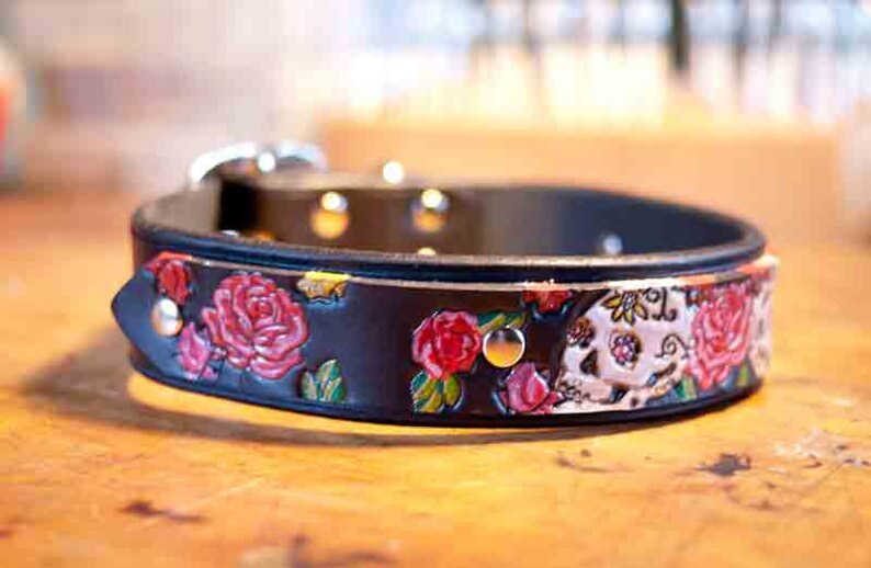 Day of the Dead Dog Collar with Sugar Skulls Dog Collar with Etsy