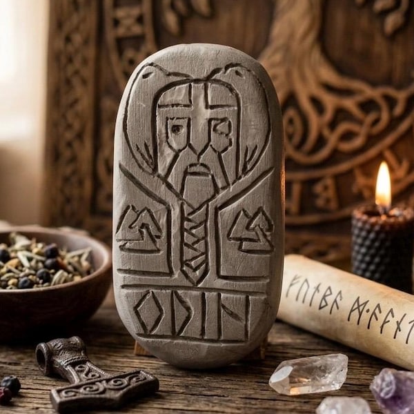 Handmade Odin Clay Altar Piece | Norse Pagan