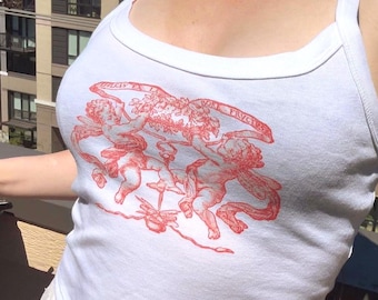 Camiseta sin mangas Coquette Cherub: Camisola corta Angelcore Y2K