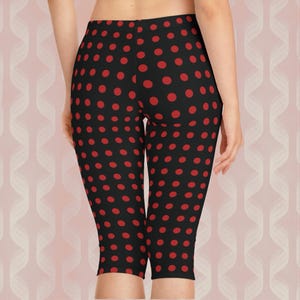 Retro Vintage Women's Capri Leggings, Polka Dot Activewear, Yoga Pants, Summer Casual Wear, Fitness Bottoms, Trendy Athleisure