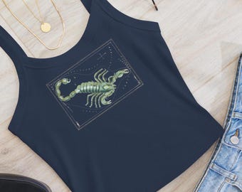 Scorpio Summer Tank Top // Zodiac Astrology Aesthetic Shirt // Edgy Alternative Scorpion Artwork / Gothic Y2k Viral Trend / Gift for her