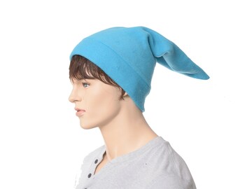 Elf Hat Turquoise Fleece Pointed Beanie Dwarf Cap Sock Hat Adult Men Women Cosplay Pointy