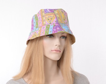 Bucket Hats – Patchwork Print Cotton Sun Hats, Colorful Festival Hat, Packable Travel Accessory Adult Men Women