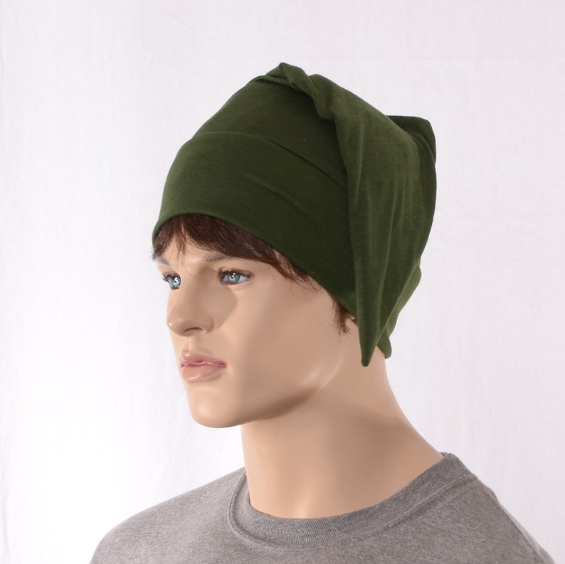 Cotton Sleep Cap Dark Olive Green Traditional Point Nightcap Etsy