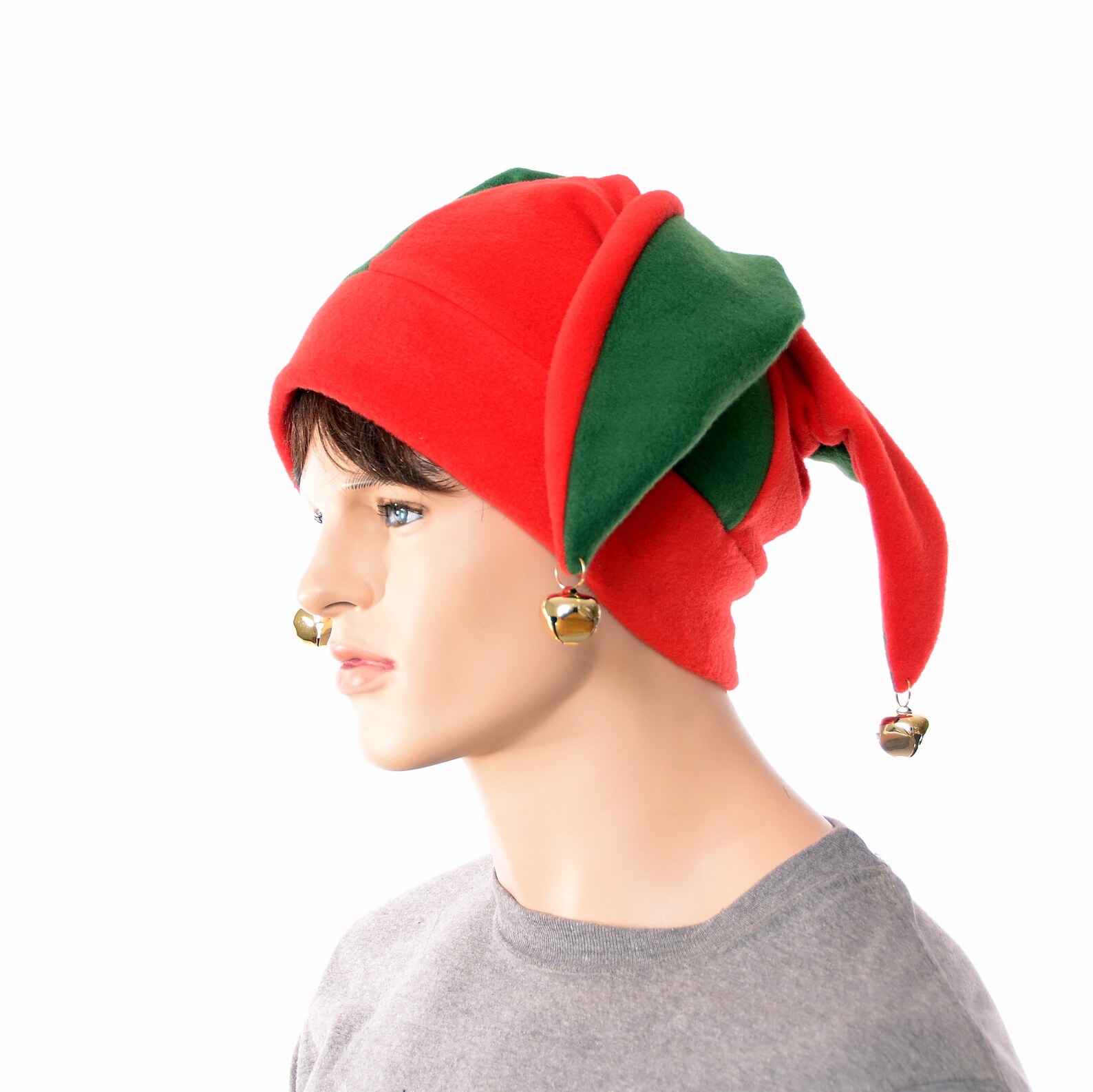 Christmas Jester Hat Red and Green with Gold Bells Jack in the  Etsy