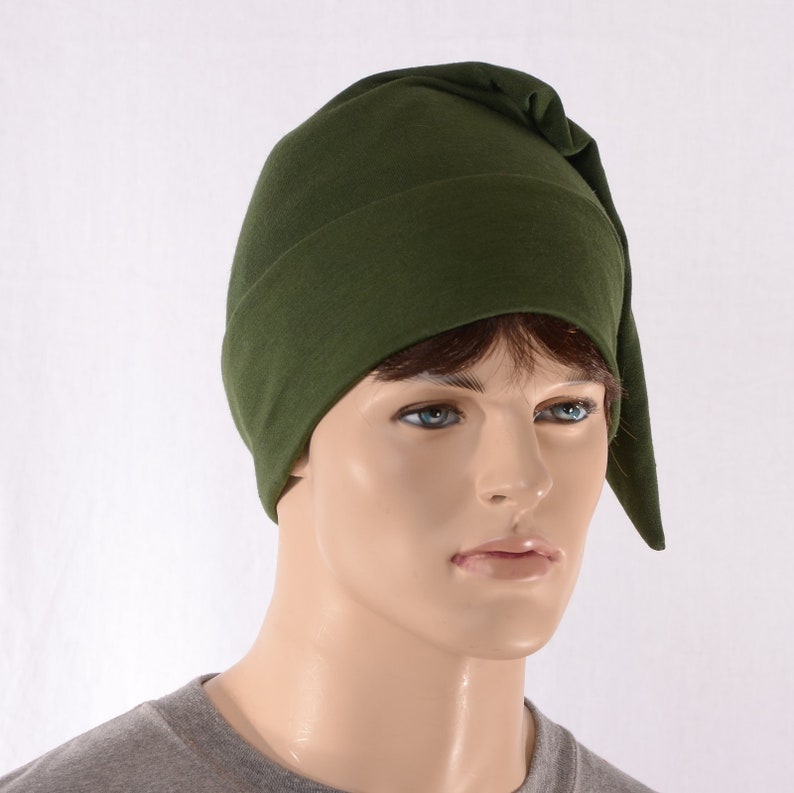 Cotton Sleep Cap Dark Olive Green Traditional Point Nightcap Etsy