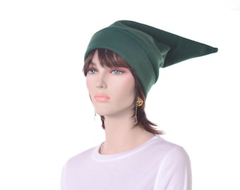 Elf Hat Green Pointed Fleece Adult Halloween Costume Stocking Cap Seven Dwarf Cosplay Dwarf Men Women Goblincore Renaissance Fair