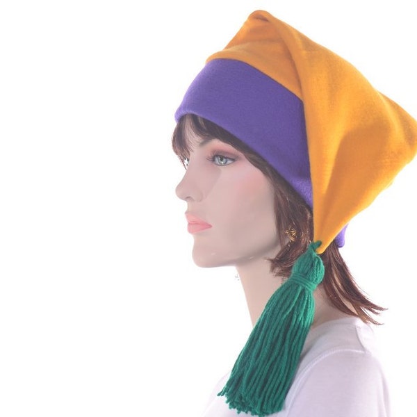 Mardi Gras Hat Stocking Cap Purple Gold Green Tassel Fleece Cosplay Adult Men Women Carnivale Shrove Tuesday