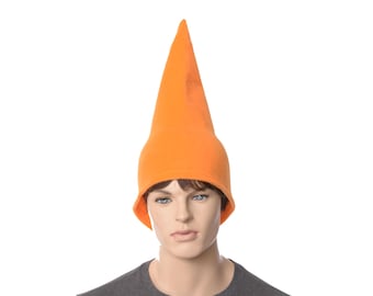 Orange Gnome Hat  Bell Brimless Fleece Cosplay Adult Men Women Garden Fantasy Costume Fae Ren Faire