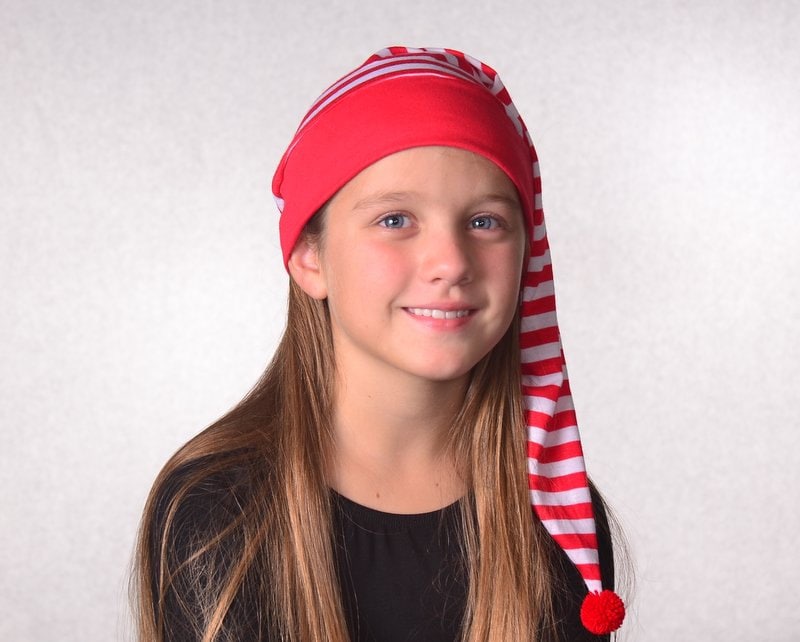 red and white striped stocking hat