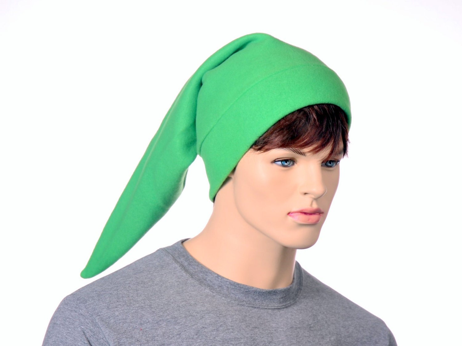 Elf Hat Bright Green Pointed Fleece Long Pointed Cap Dwarf Pointy Cap