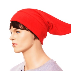 Red Elf Cap Fleece Pointy Hat Adult Mens Women Unisex Halloween Costume Cosplay Handmade Warm Fleece Cosplay