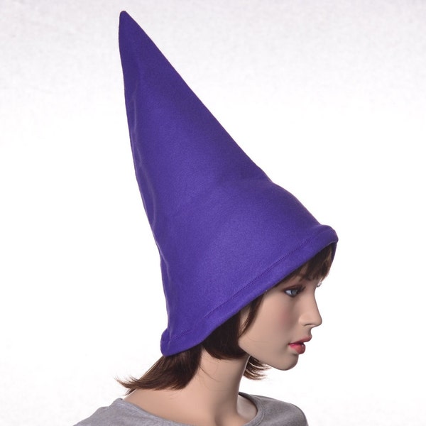 Tall Purple Fleece Gnome Hat: Adult Renaissance Fantasy Cap