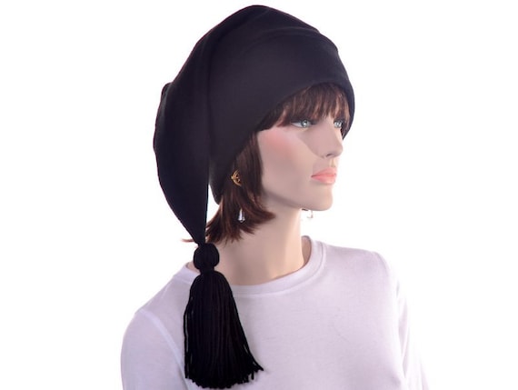 Black Stocking Cap Long Pointed Hat 