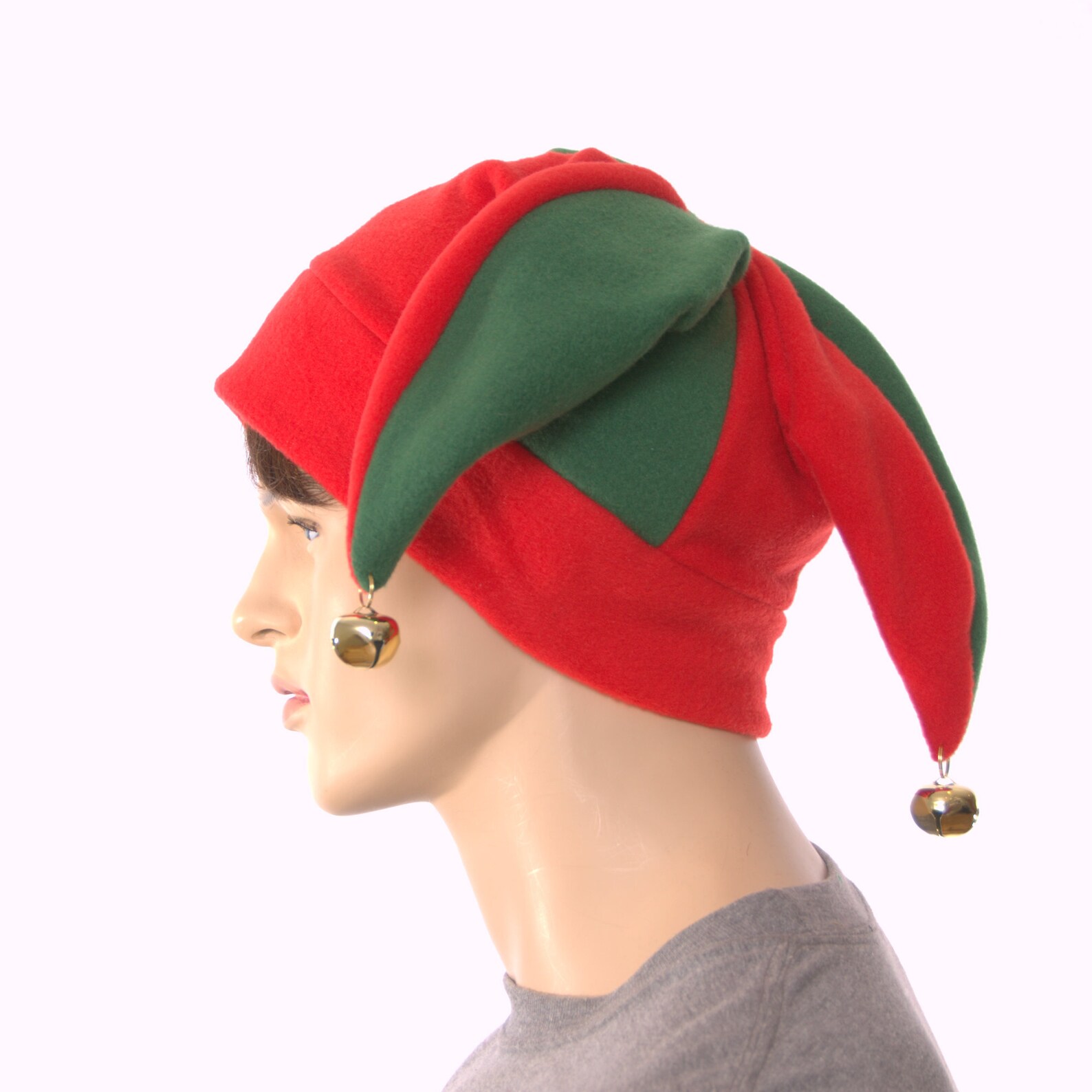 Christmas Jester Hat Red and Green with Gold Bells Jack in the  Etsy