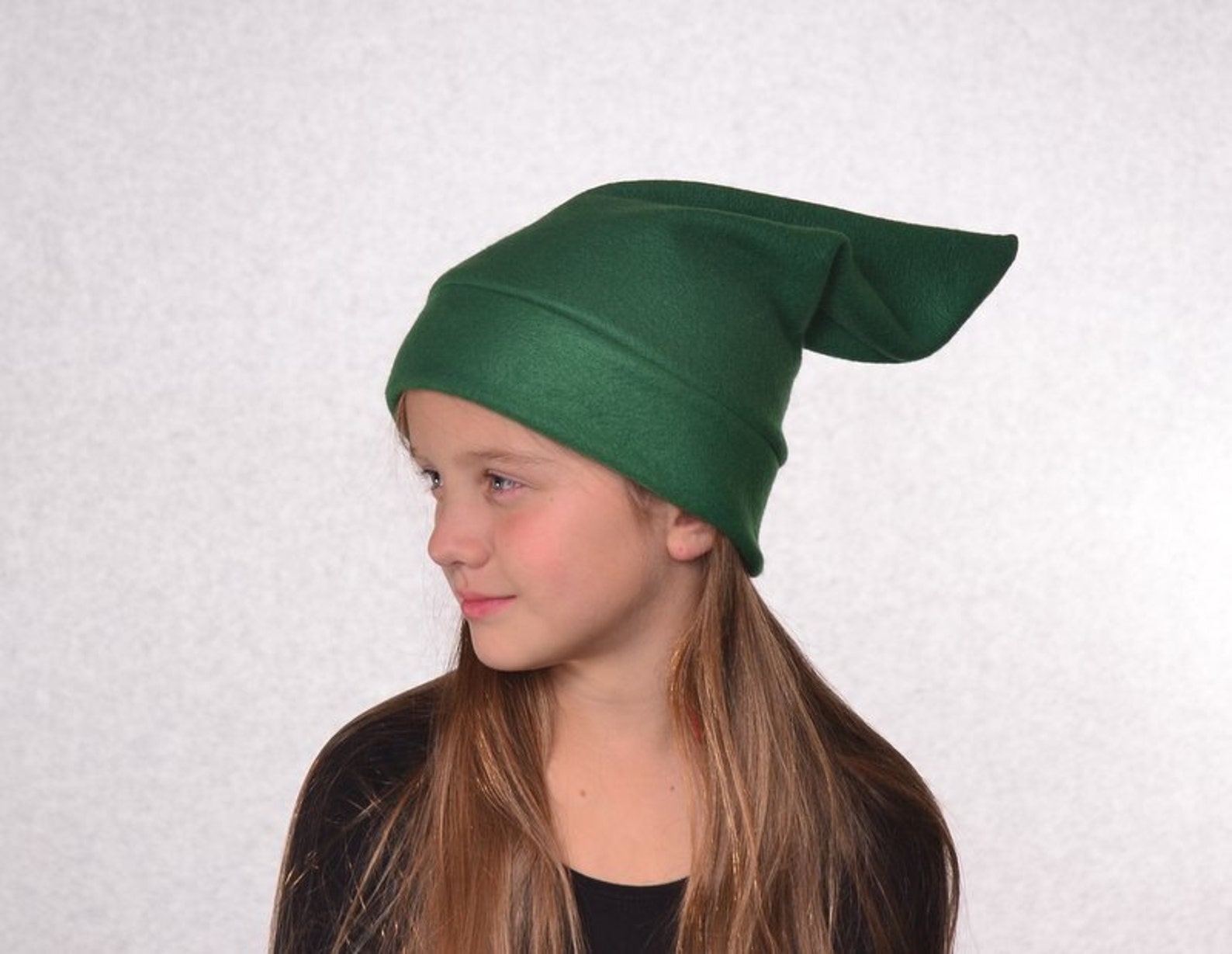 Dark Green Elf Hat Childs Halloween Costume Stocking Cap Kids Etsy