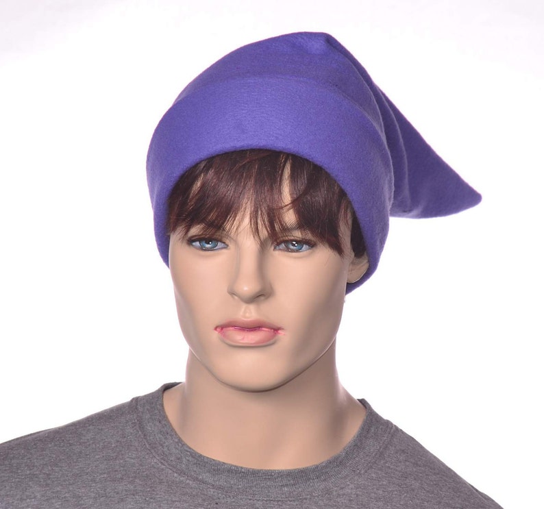 Purple Elf Hat Stocking Cap Dwarf Fleece Pointed Adult Mens Etsy