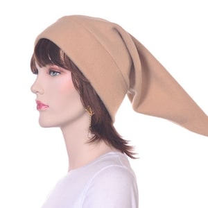 Elf Tail Hat Camel Tan Pointed Stocking Cap Adult Men Women Warm Winter Long Fleece Beanie Cosplay Soft Brownie Fae Renaissance Fair