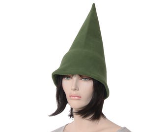 Oversized Olive Green Gnome Hat Extra Wide Bell Brimless Cosplay Adult Men Women Garden Fantasy Costume Fae Ren Fair Christmas Elf
