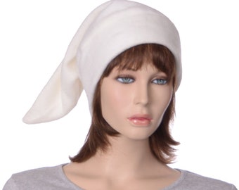 Cream Elf Cap Off White Dwarf Hat Pointy Stocking Cap Fleece Unisex Adult Cosplay