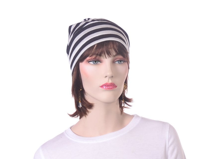 White Striped Victorian Night Cap Adult 