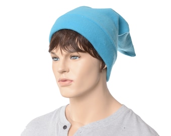 Elf Hat Turquoise Fleece Pointed Beanie Dwarf Cap Sock Hat Adult Men Women Cosplay Pointy Elf Caps Gift for Him Her Christmas Gnome