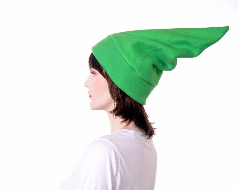 Elf Hat Green Stocking Cap Pointed Hat Bright Pointy Beanie Adult