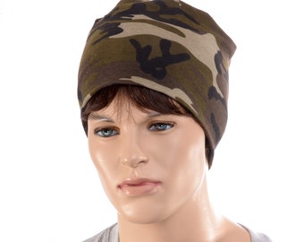 Camo Cotton Night Cap: Round Sleep Hat, Adult Men Women Gift for Him