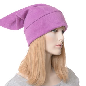 Elf Hat Purple Raspberry Fleece Pointed Beanie Dwarf Cap Sock Hat Adult Men Women Cosplay