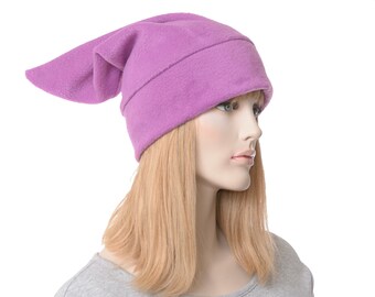 Elf Hat Purple Raspberry Fleece Pointed Beanie Dwarf Cap Sock Hat Adult Men Women Cosplay