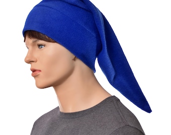 Royal Blue Fleece Elf Hat: Long Pointed Hat Cosplay Costume