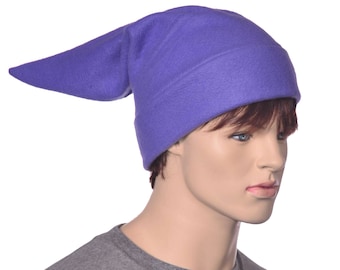 Elf Hat Purple Stocking Cap Dwarf Fleece Pointed Adult Mens Womens Hat Warm Beanie Cosplay